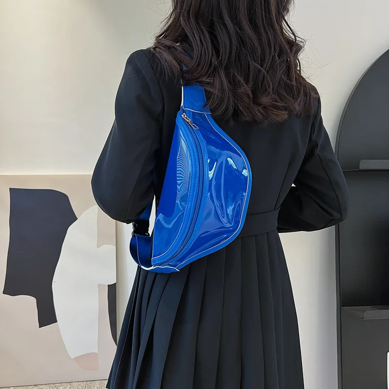 Summer Blue Green PVC Transparent Chest Bag Women Casual Cute Single Shoulder Crossbody Multifunction Fanny Pack 250605