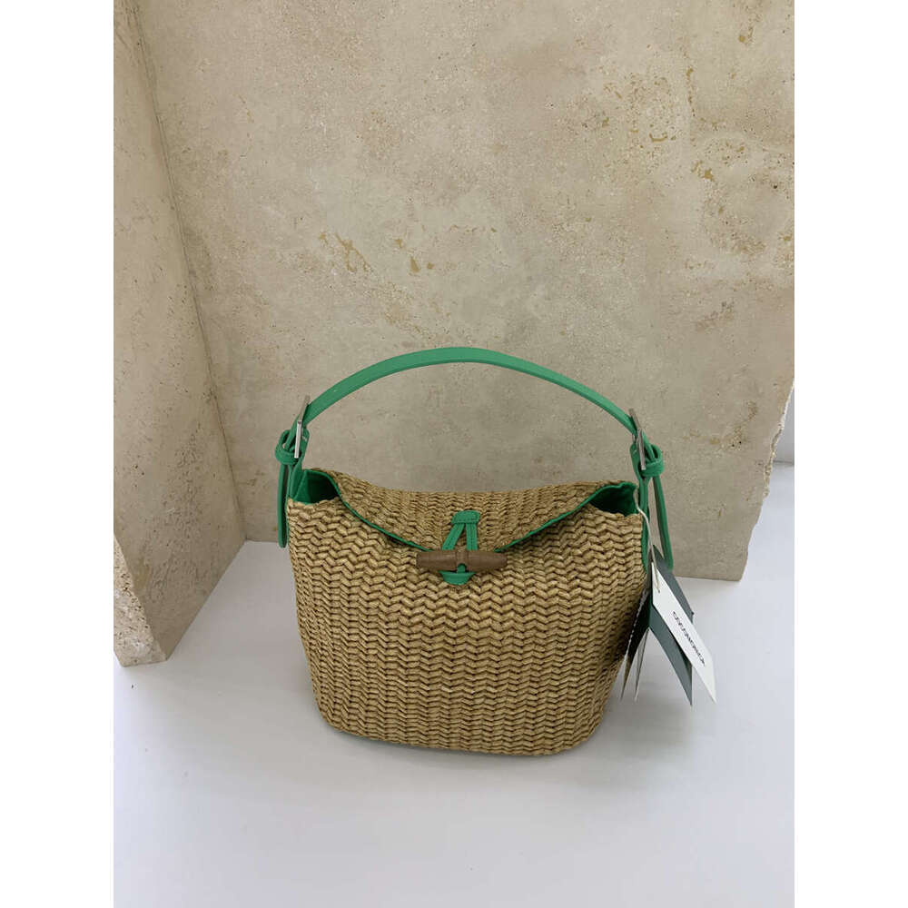 Straw Small Square Patchwork Color Block Handbag New Shoulder Pastoral Style Woven Casual Vacation Bag