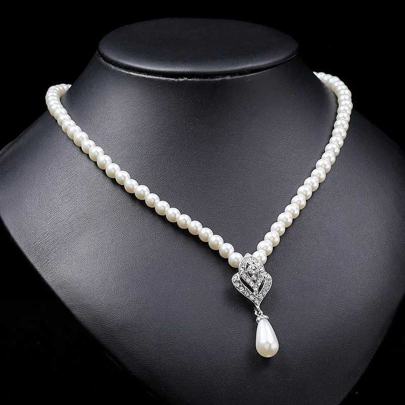3pcs Women Pearl Water Drop Necklace Earrings Set Elegant Bridal Jewelry for Weddings Parties Holiday Trendy Luxury Accessories Z250607