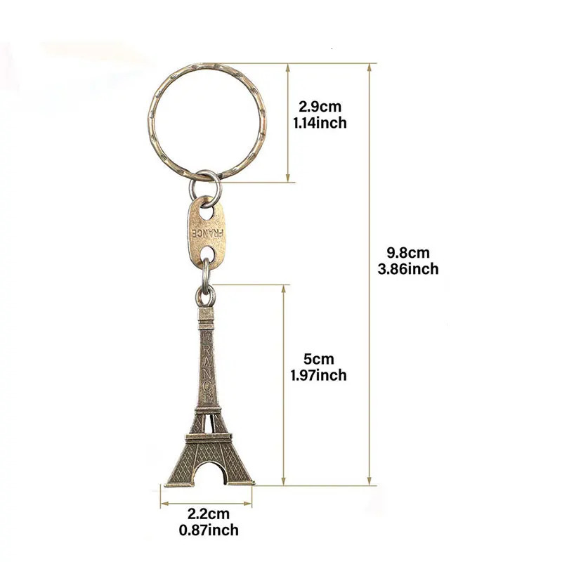 10pcs Eiffel Tower Keychain Retro Keychain Decorations Purse Charms Statue Model Prom Keychain French Souvenirs 250530
