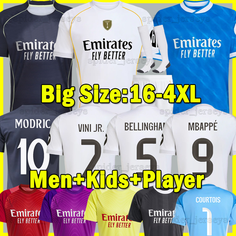 XXXL 4XL 25 26 BELLINGHAM MBAPPE Soccer Jerseys VINI JR. RODRYGO 2025 2026 MODRIC Football Shirts VALVERDE ENDRICK BRAHIM LUCAS V. Goalkeeper Men Uniforms kids kits Set
