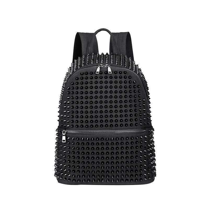 Designer Bag JIEROTYX Fashion Female Women Backpacks Rivet Black Soft Washed Leather Bag Schoolbags Girls Punk Bags Travel Zipper Drop Ship
