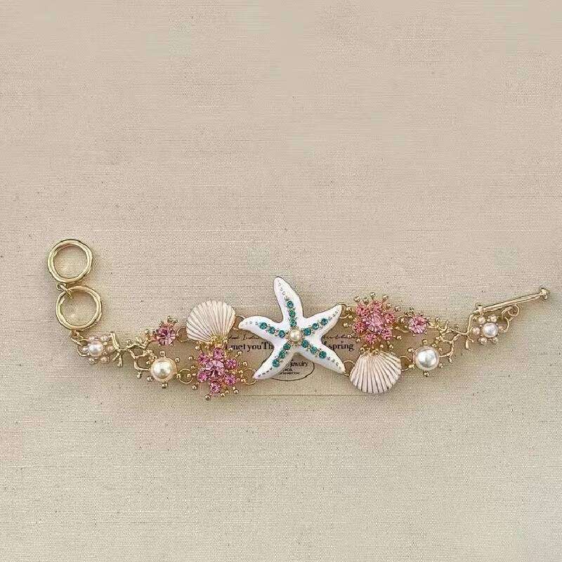 Vacation Style Ocean Series Shell Starfish Bohemian Pearl Women Casual Beach Party Exaggerated Necklace