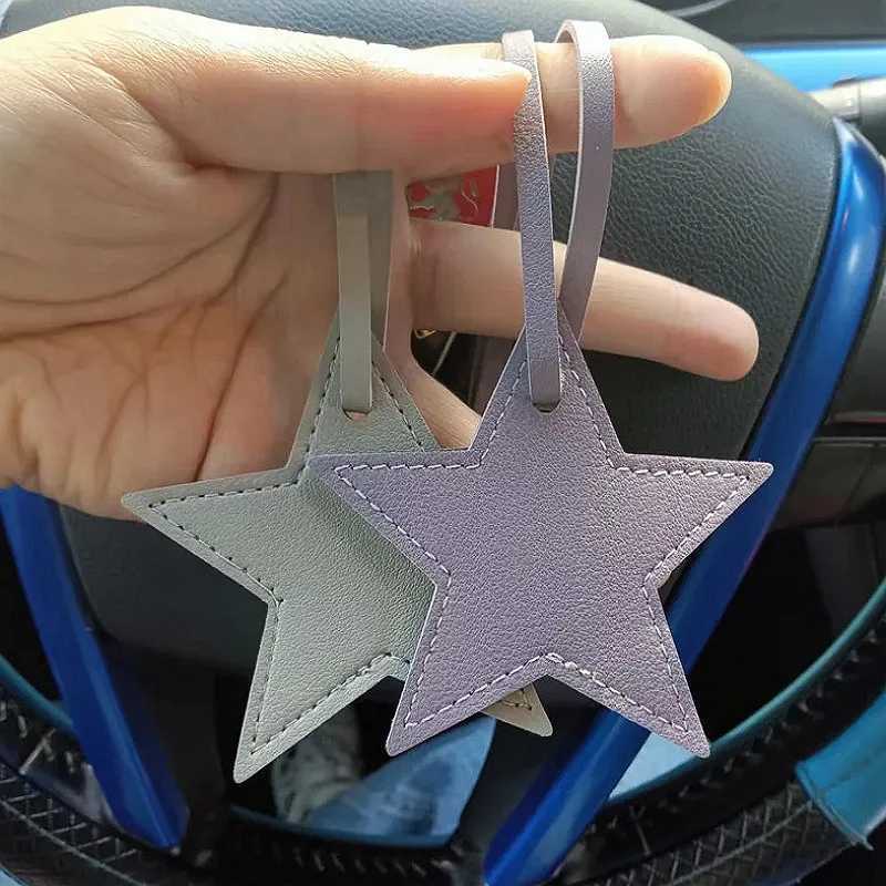 Star Shaped Leather Luggage Tag Charm Versatile Five-Pointed Star Keychain for Women Girls Fashionable Bag Accessory XJ250607