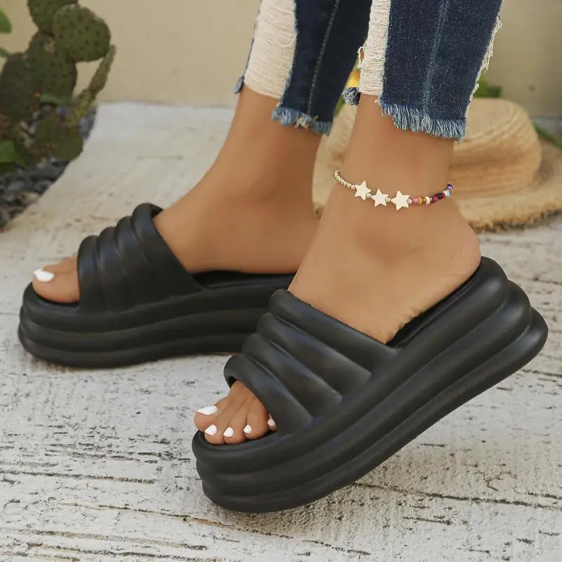 sexy pink Platform Wedges Slippers women Fashion Thick Beach slides 2024 summer High Quality woman EVA Non-Slip Outdoor Sandals 250605
