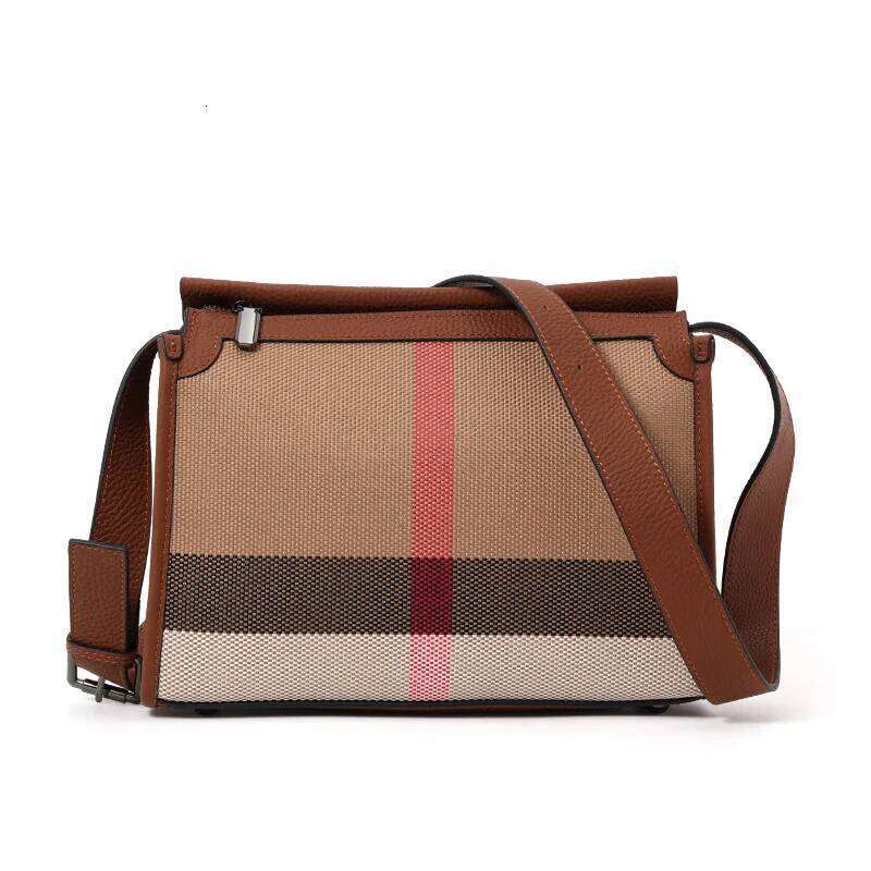 Aidrani Cowhide 2024 Autumn New High-End Plaid Satchel Small Square Casual Versatile Genuine Leather Shoulder Crossbody Bag