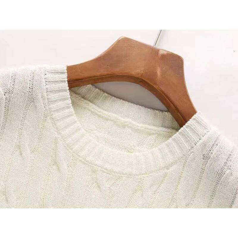 Laxsesu Pullovers For Women O-Neck Short Sleeve Chic Casual Jumpers Autumn 2024 New Fashion Solid Female Stretch Knitted Sweater