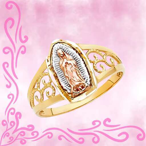 Luxury Women and Men Ring Virgin Mother Mary Three Tone Plated Fashion and Fancy Elegant Classic Trendy