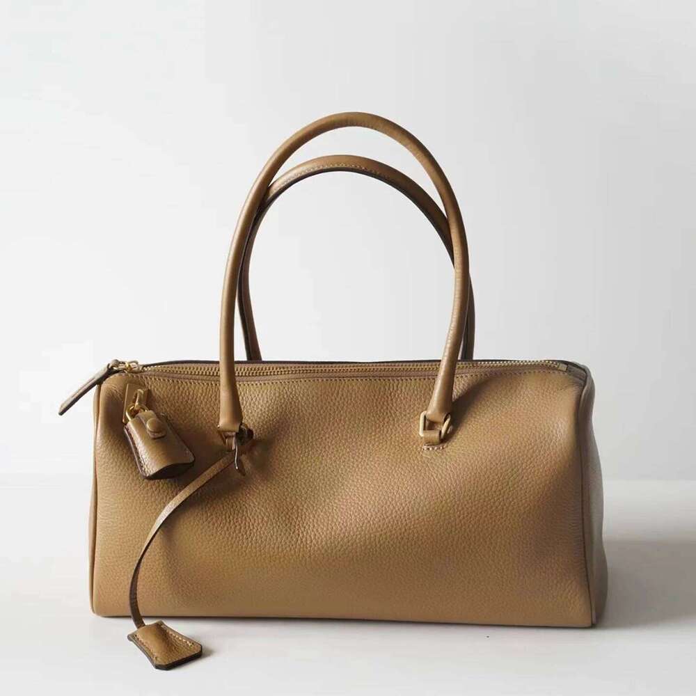 Genuine Leather Handbag Women's Bowling Bag Pillow Boston Fashion New Style Top-Grain Cowhide