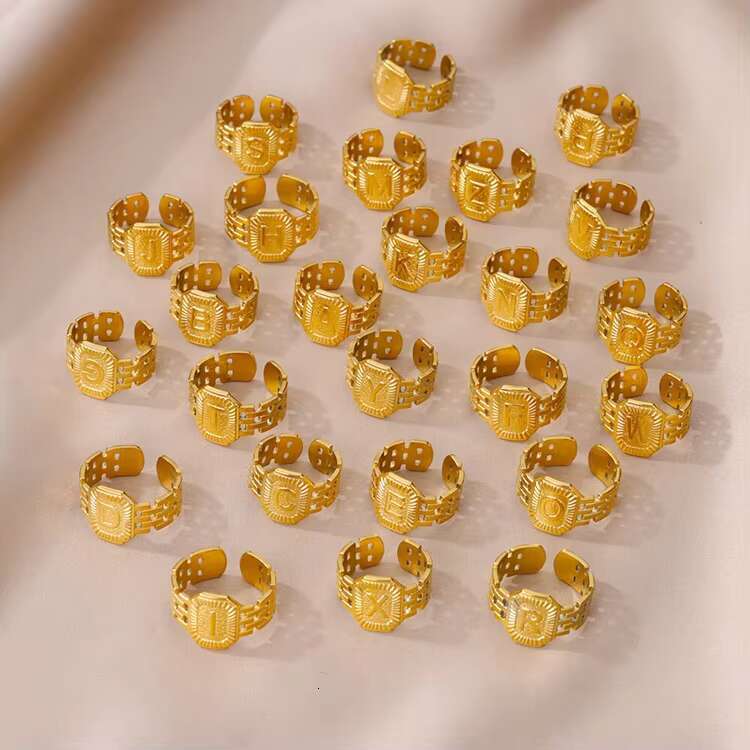 Trendy Fashion Jewelry Popular English Letter Stainless Steel Open Ring Fine Hip Hop Punk Personality Rings for Women Men