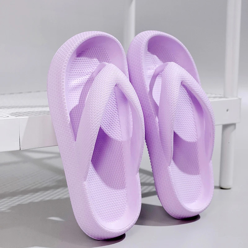 Flip Flops Summer Casual Thong Beach Slippers Outdoor Beach Sandals EVA Flat Platform Comfy Shoes Women Couple Thick Soled 250605