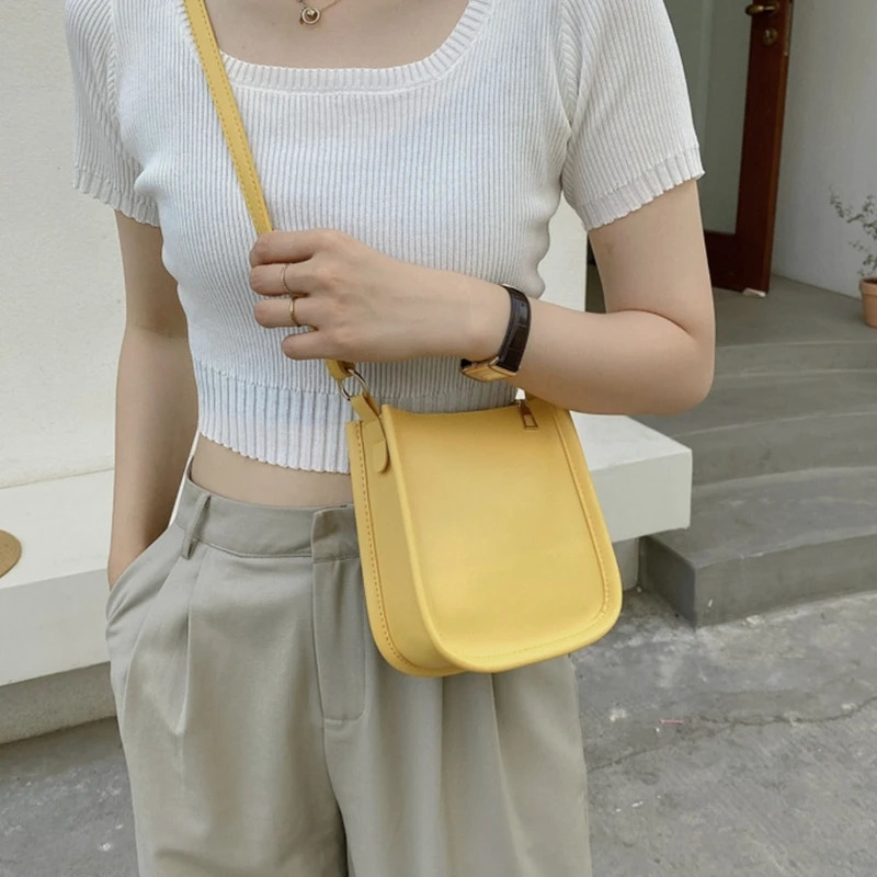 Women Simple Crossbody Phone Bag Casual PU Leather Shoulder Bag Female Solid Color Daily Shopping Handbag with Zipper Closure 250606