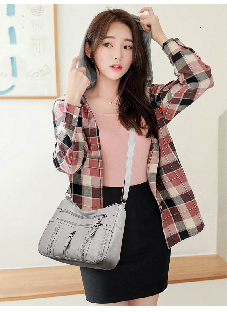 Free Shipping 2025 New Designer Bag Cross Border Soft Leather Wide Shoulder Strap Shoulder Bag Luxury Wallet Multi Functional Large Capacity Handbag