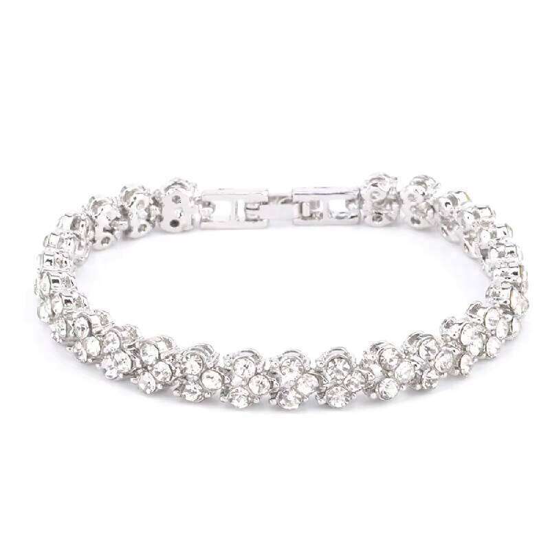 Stainless Steel Crystal 3 Colors Fashion Roman Style Women's Bracelet