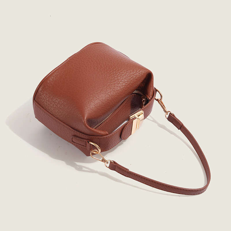 Niche Handbag for Women, Trending Red Brown Handheld High-end Crossbody Lunch Box Bag, 2025 New Casual Fashion Trendy Clothing