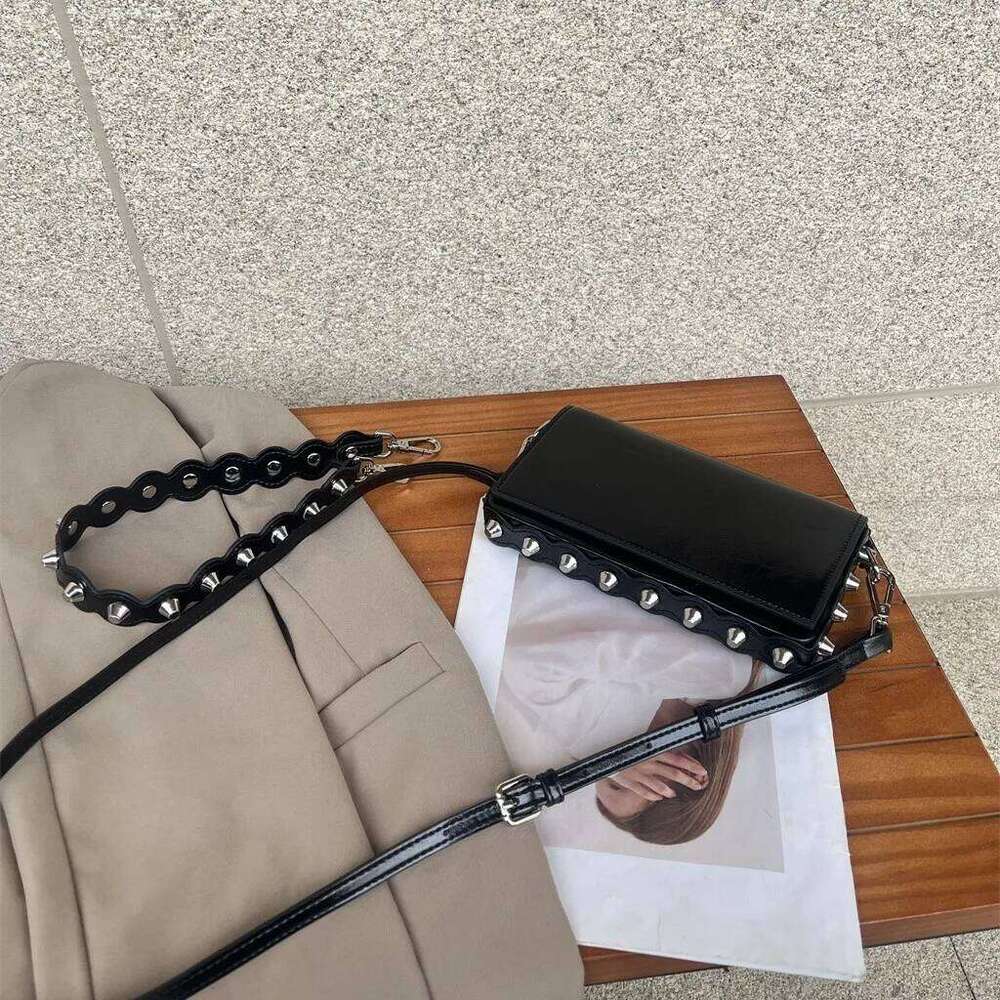 Rivet Shoulder Punk Studded Crossbody Bags For Women 2025 PU Leather Underarm Bag Cover Handbags NEW Flap Purse