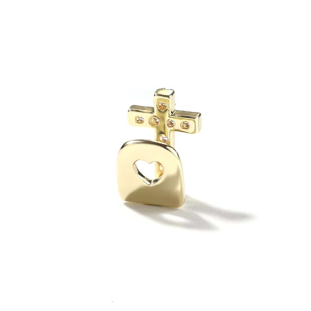 Personalized gold braces, unisex micro-set diamond cross single tooth dental appliance, 925 silver body jewelry, party or gift