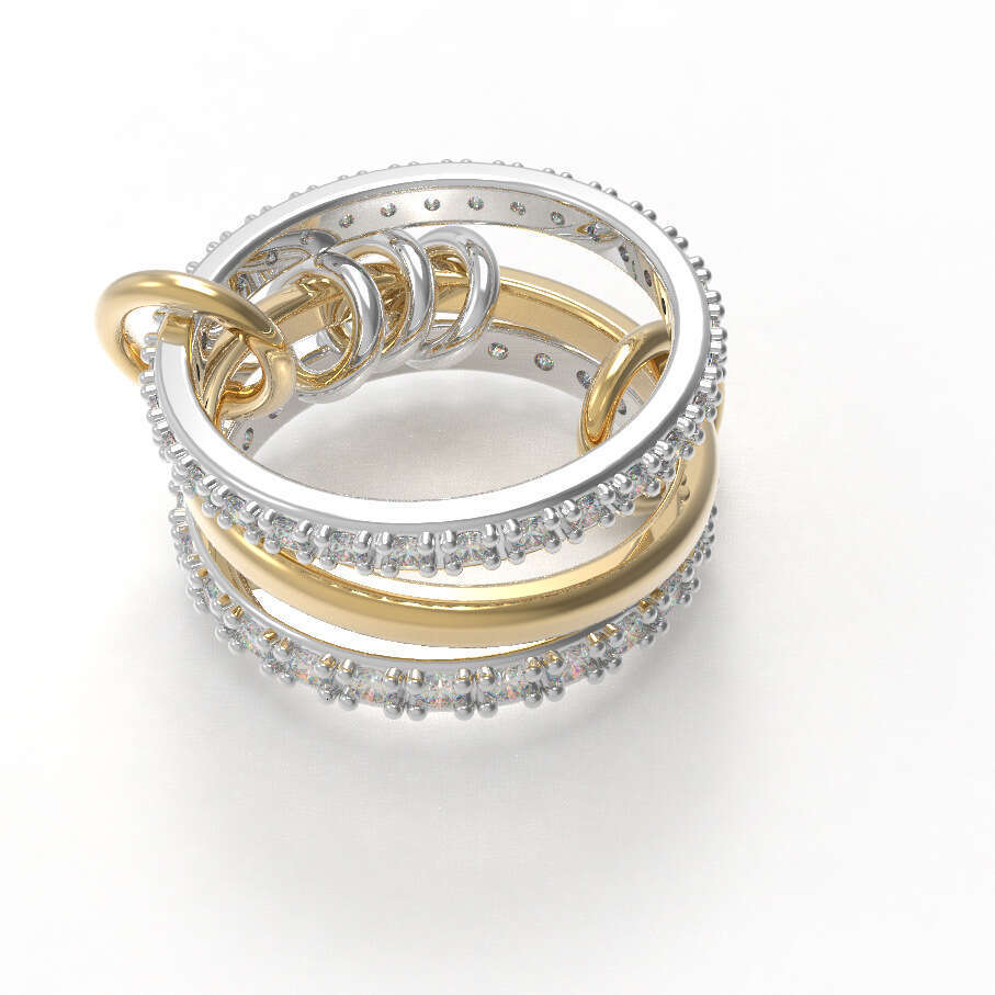 2025 New Copper Material Interlocking Cubic Zirconia Ring Two-tone Multi-element with gift box