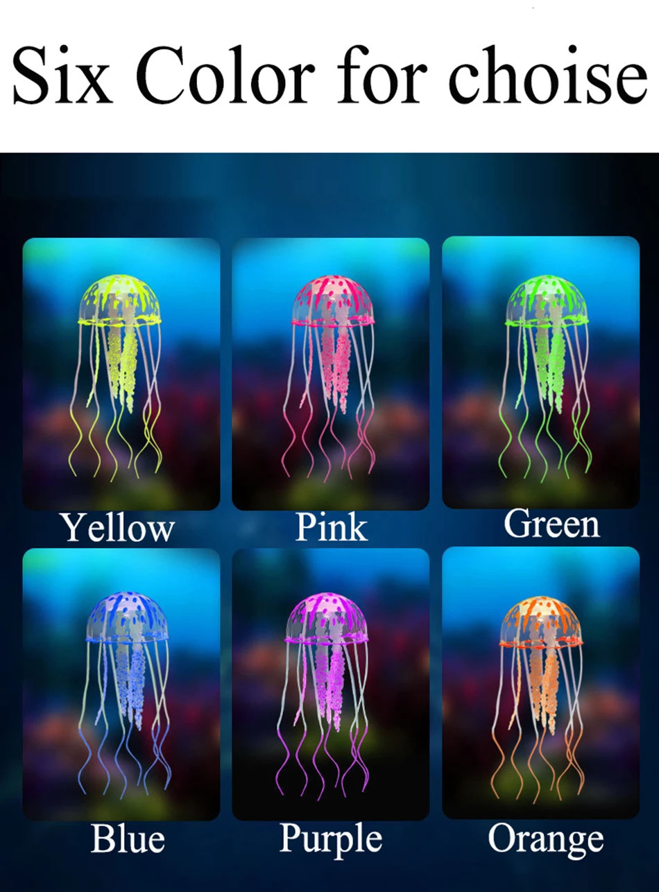 Colorful Artificial Glowing Effect Silicone Vivid Jellyfish Fish Tank Aquarium Decor Submarine Ornament Decoration Aquatic Pet 250604