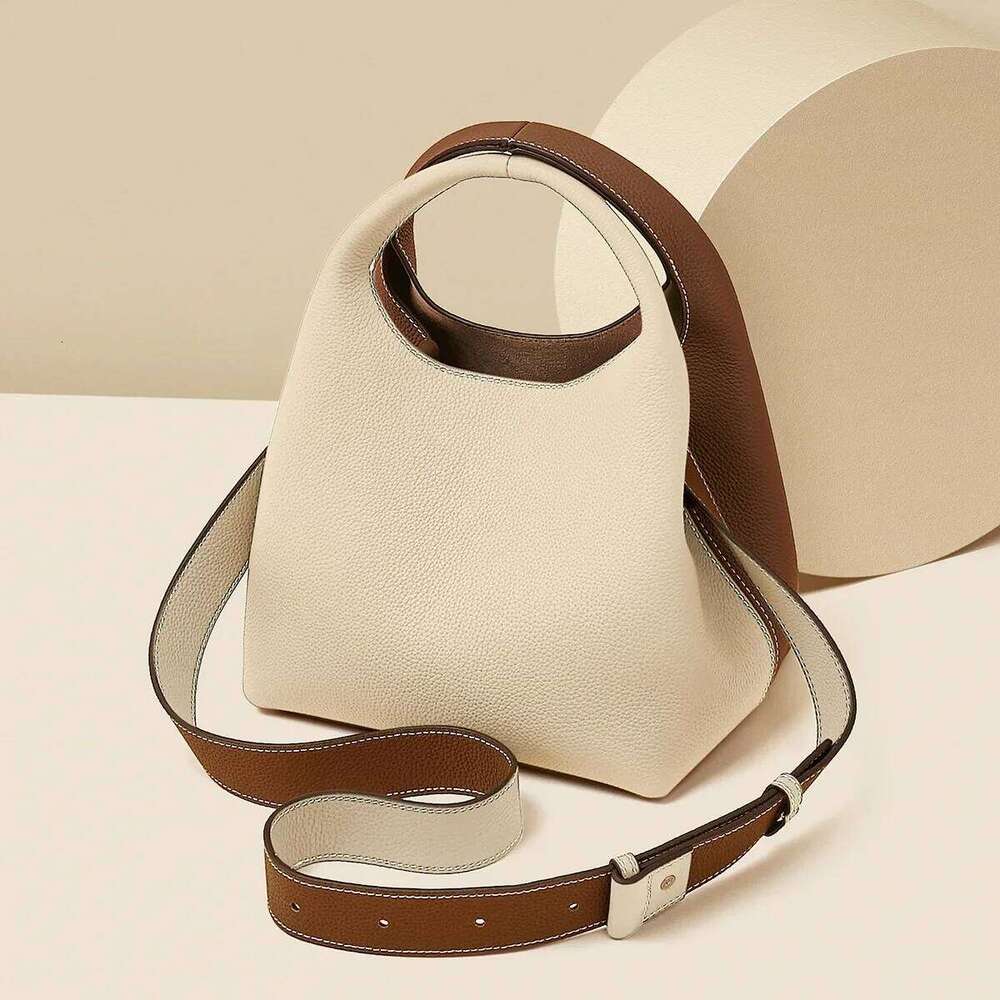 2024 New Nichedesign Genuine Leather Soft Bucket Handbag Women's Shoulder Crossbody Bag Direct Manufacturer Supply