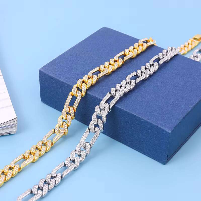HIP HOP Style for Wedding Gift Made of Zinc Alloy Hot Sale Gold Silver Plated Diamond Iced Out Miami Cuban Link Chain Bracelet
