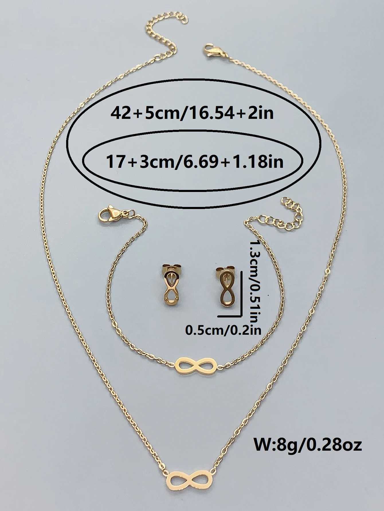 4-piece Bohemian Womens 18K gold plated stainless steel size 8 necklace Earrings Accessory set Ramadan Valentine gift Z250607