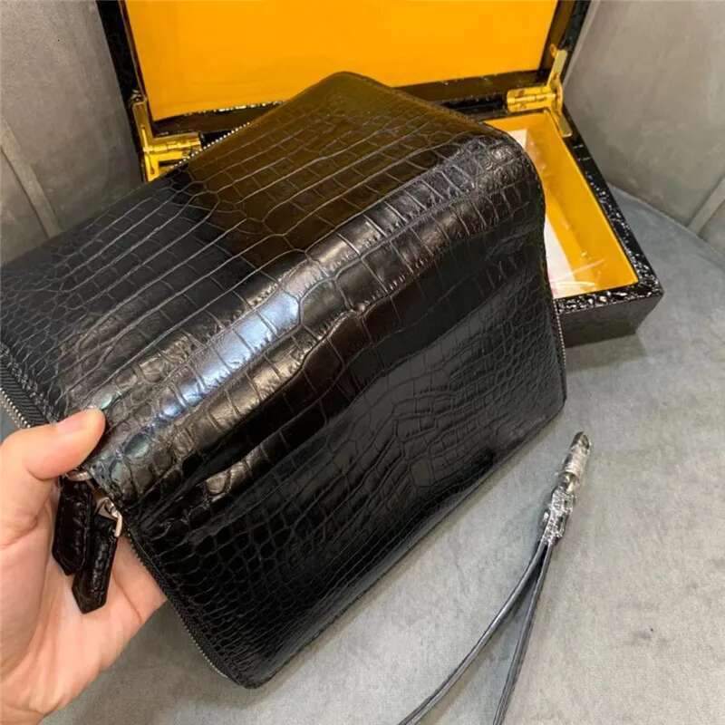 Authentic Crocodile Skin Businessmen Long Organizer Wallet Wristlets Clutch Bag Genuine Real Alligator Leather Male Card Purse