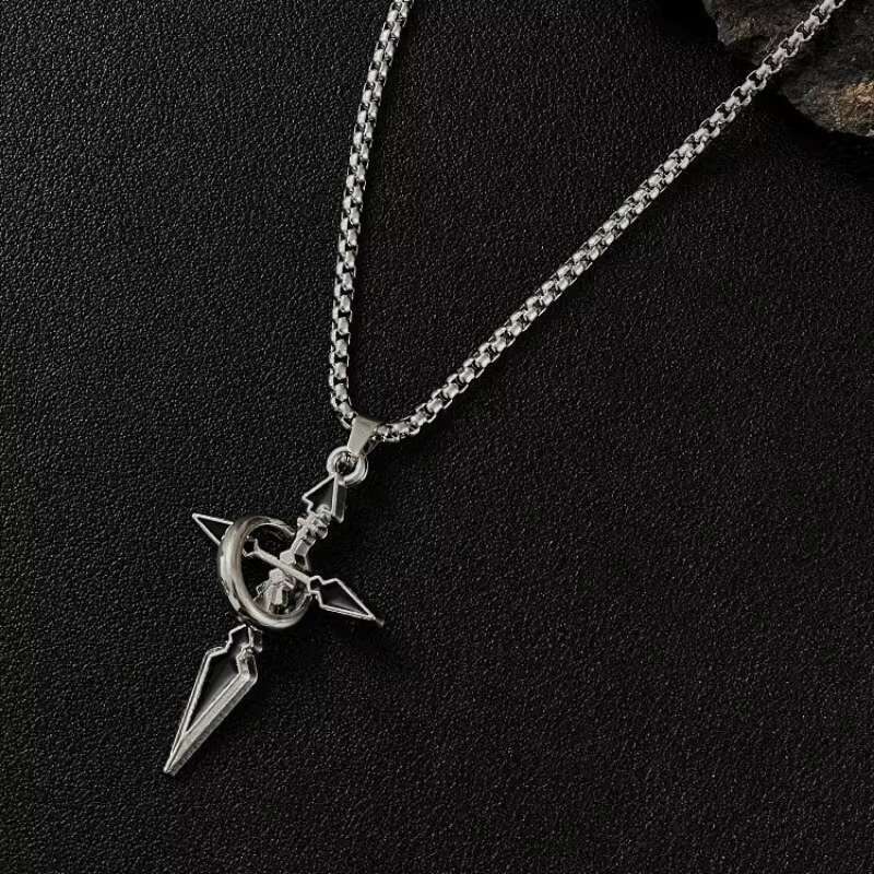 Mens Stainless Steel Cross Pendant Necklace Fashionable and Personalized Jewelry with Link Chain Trendy Style for Party
