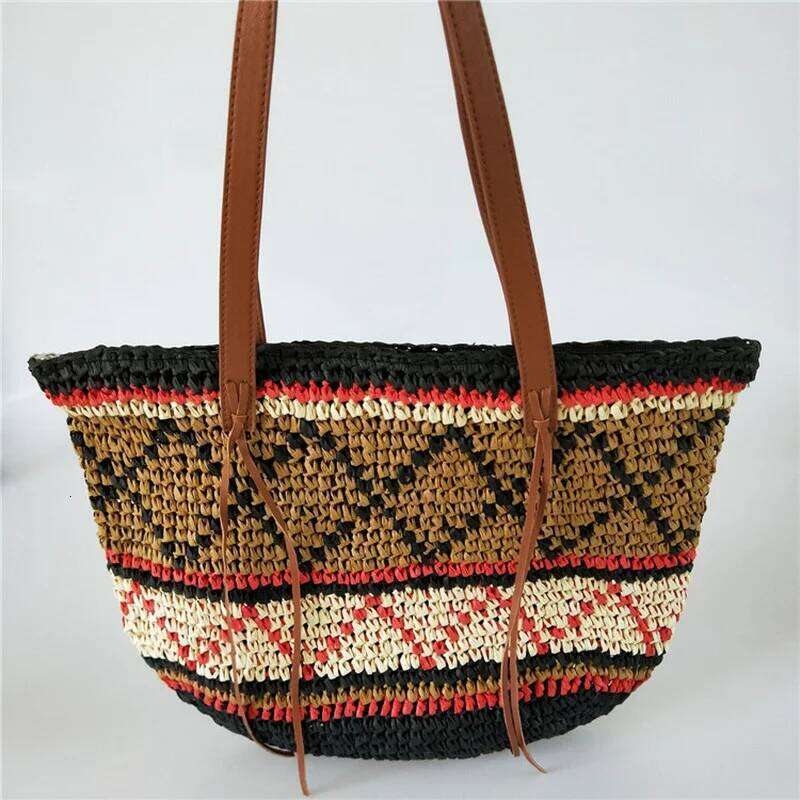 New Fashion Handmade Women's Shoulder Bags Designer Summer Straw Beach Bag Bohemian Female Handbag Large Capacity Shopper Tote