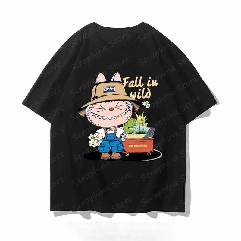 New Labubu Anime Designer T-Shirts Couple T-Shirt Short-Sleeved Men And Women Pure Cotton T-shirts Causal Women's T-shirts