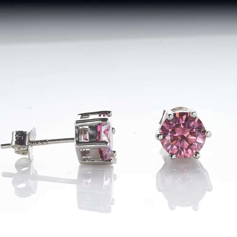 Six-claw Classic Luxury Mossanite Jewelry Screw Back Earrings 925 Sterling Silver VVS Moissanite Diamond Ear Stud for Men Women