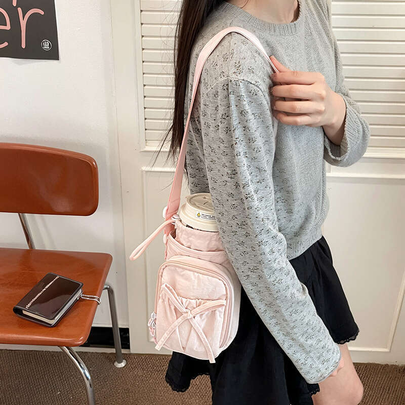 Korean Style Crossbody for Women 2025 New Simple Bowknot Small Square Casual Outdoor Phone Versatile Water Bottle Bag