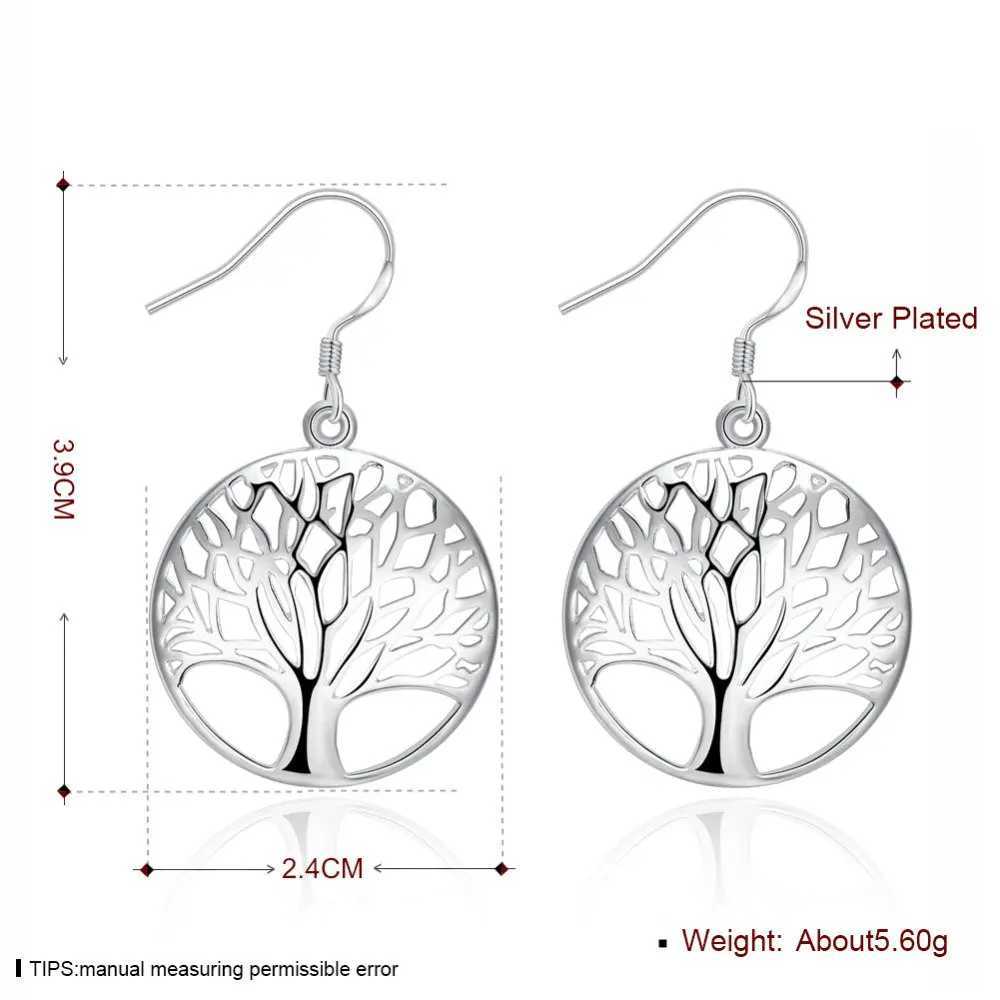 925 Sterling Silver Charm Round Tree of Life Earrings Necklace Set For Women Fashion Wedding Christmas Jewelry Set Z250607
