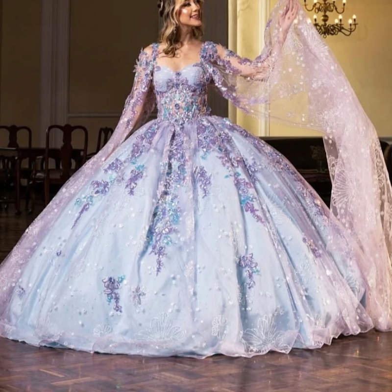 Sky Blue Shiny Off The Shoulder Ball Gown Quinceanera Dresses Appliques Flower Beading Crystal Tull Sweet 16 Dress vestidos 15 anos