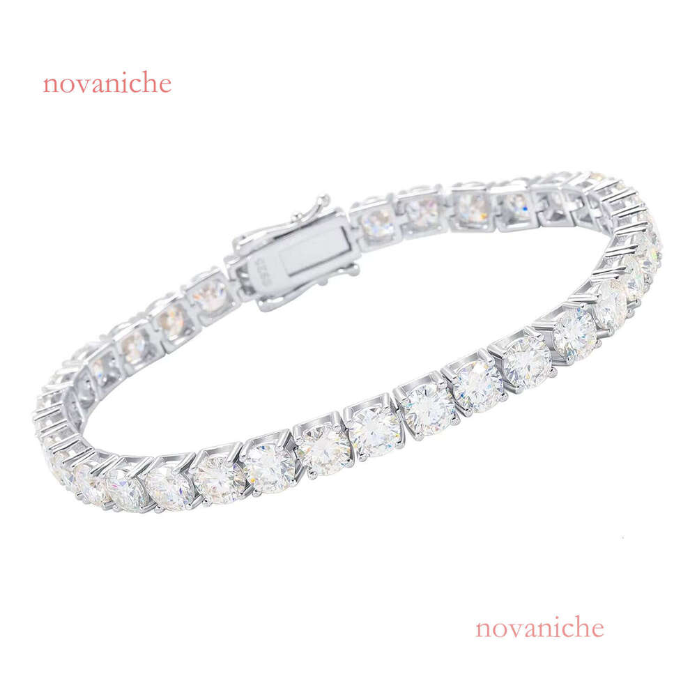 Hip Hop Tennis Chain Moissanite Bracelet Unisex Sterling Sier Versatile Sizes 2mm-5mm for Male & Female