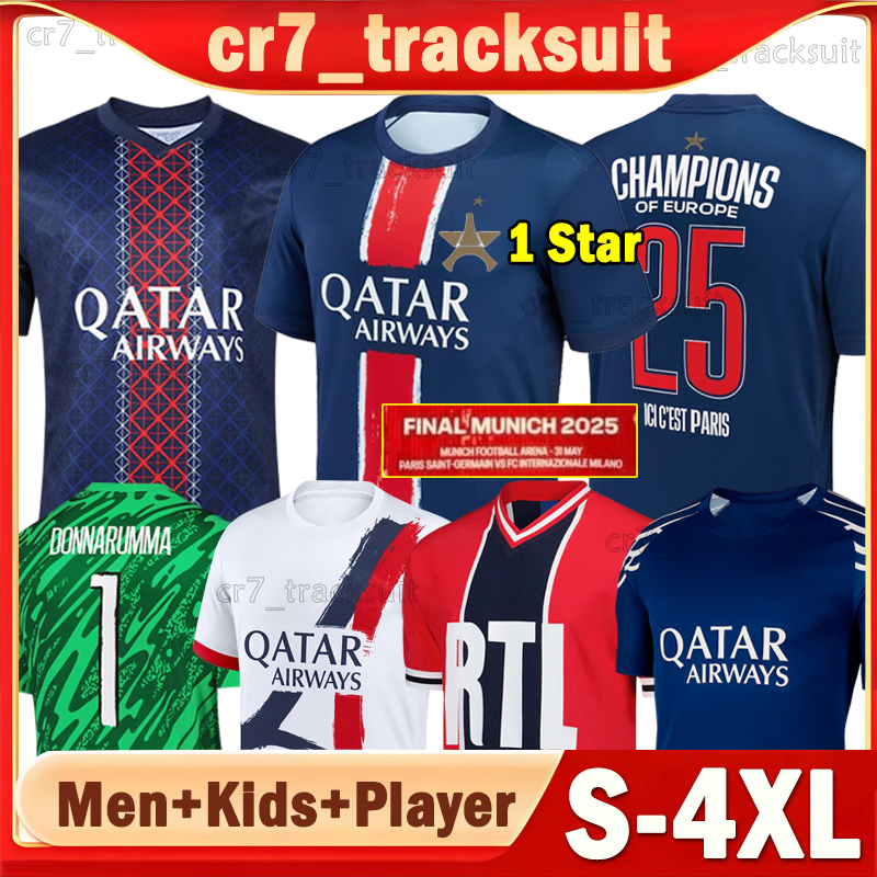 XXXL 4XL 24 25 PSGES D.DOUE Soccer Jerseys 2025 2026 MUNICH O.DEMBELE Long sleeves Goalkeeper DONNARUMMA KVARATSKHELIA JOAO NEVES KIMPEMBE Men Uniforms Kids Kits