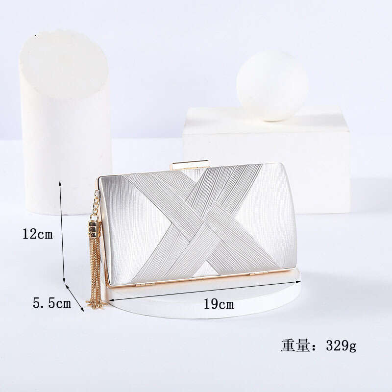 Silky Satin Woven Tassel Evening Clutch Women Chain Banquet Bag Stylish Handbag for Girls GUHUISHU