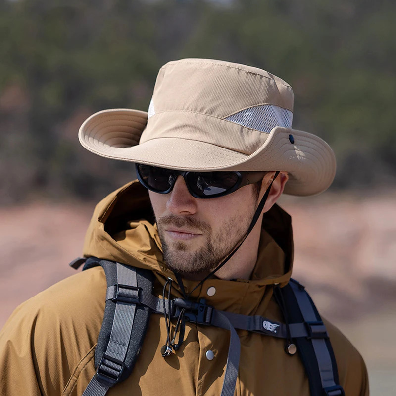 Summer Bucket Hat for Men Spring Outdoor Women Sun Hat Mesh Big Folding Brim Adult Fisherman Hats Teenager Cap 250605