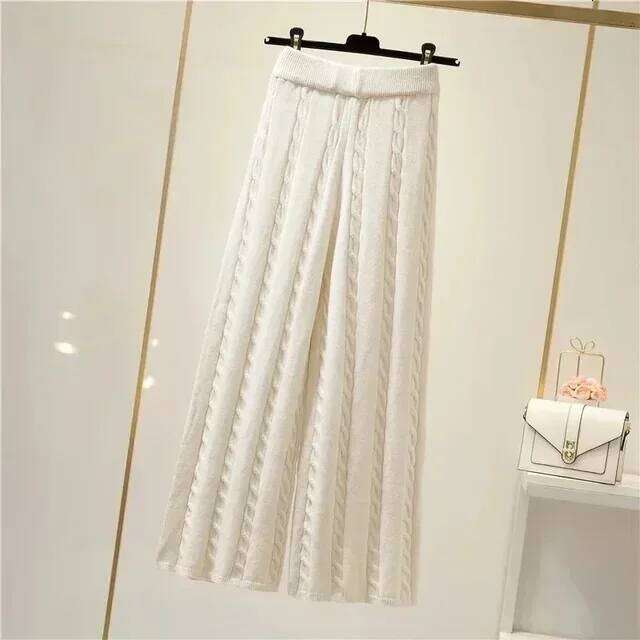 Women's Winter Set Long-sleeved 3piece Knitted Suit Warm Turtleneck Bright Color Sweater Top Pants Pullover Knitwear