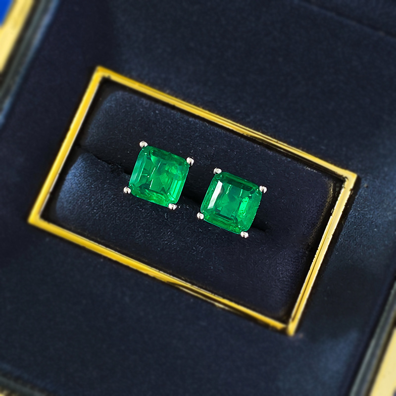 Choucong Brand New Top Sell Stud Earrings Women Fashion Jewelry Genuine 100% 925 Sterling Silver Princess Cut Emerald Paraiba Party Women Wedding Earr