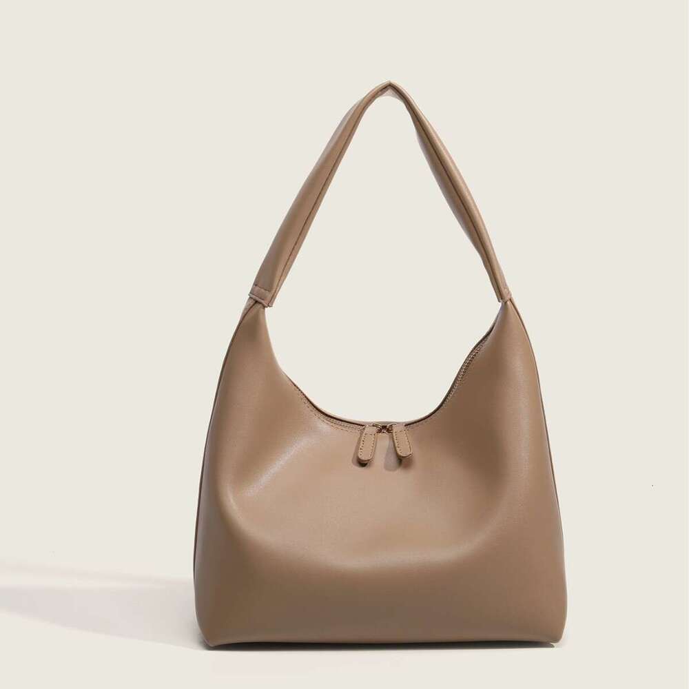 Milk Tea Color Bag for Women, Commuter Large Capacity Shoulder Underarm Summer Korean Retro Soft Leather Tote Bag, 2025 Elegant Versatile New Trendy I