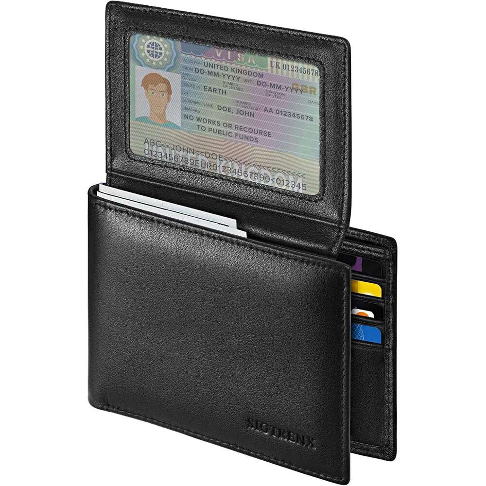 MASA Genuine Leather Mens Wallets Bifold Rfid Blocking with 2 ID Windows