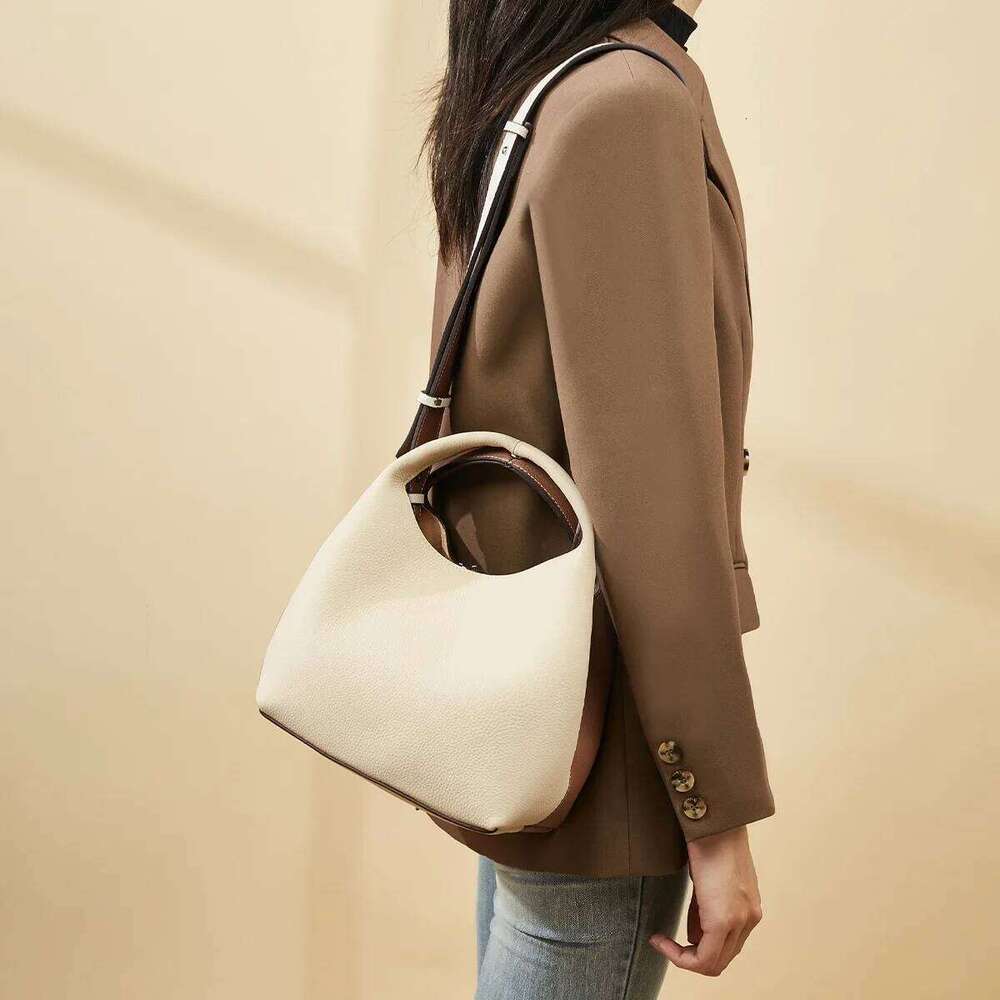 2024 New Nichedesign Genuine Leather Soft Bucket Handbag Women's Shoulder Crossbody Bag Direct Manufacturer Supply