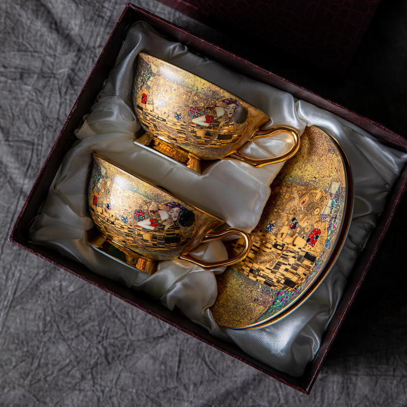 European coffee cup saucer bone China gift box set gift ceramic cup tea set afternoon tea cup