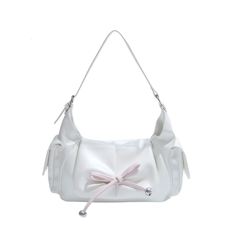 designer Korean Style Pleated Bow Multi-Pocket Single Shoulder Underarm Bag for Women 2025 Summer New Fashion Personality Crossbod