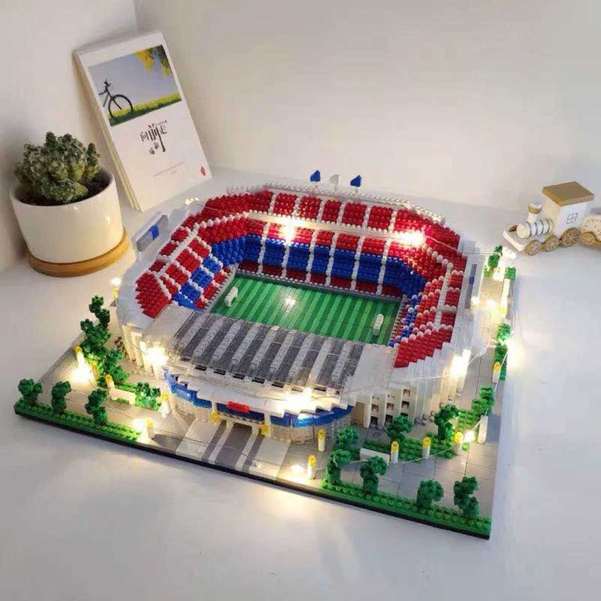 Barcelona Soccer Stadium Micro Blocks Building Sets Mini Bricks Architecture Building Block Toys for Adults Football Field Gift Z250607