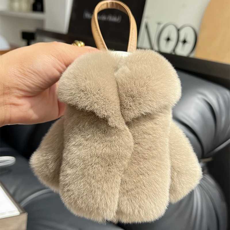 Rex Rabbit Fur Keychain Small Clothes Modeling Keychain Fur Pendant Key Chain Fluffy Keyring Gift For Women Bag Charms Z250607