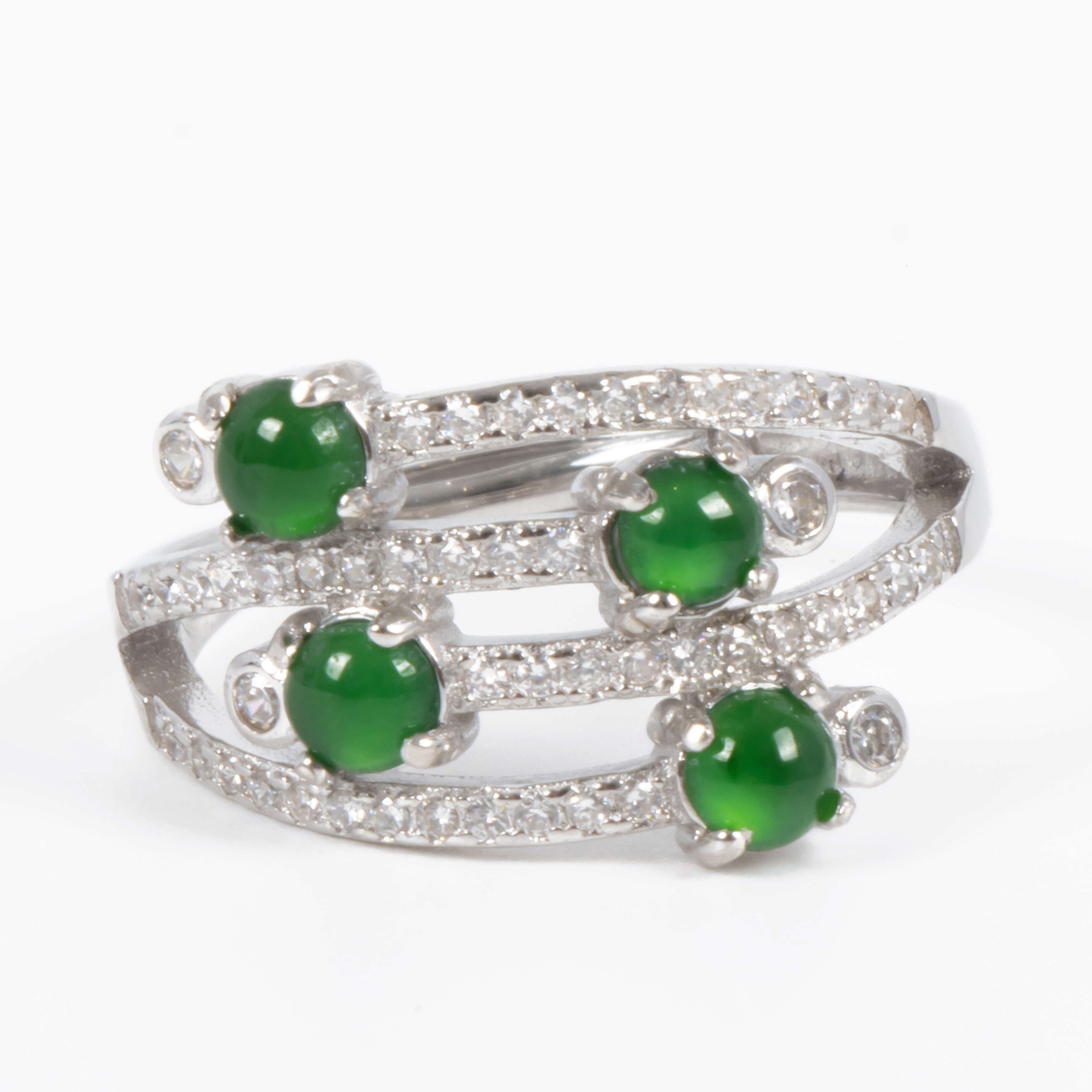 Wholesale Vintage 925 Sterling Silver Multiple Stones Ring Unisex Jewelry Natural Jade Inlay Fine Jewelry