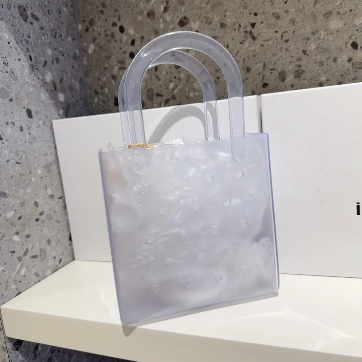 Small PVC Beach Tote Bag Fashion Mommy Diaper Storage Baskets Summer Rubber Tote Solid Color Jelly Beach Bags Sundries Organizer 250603