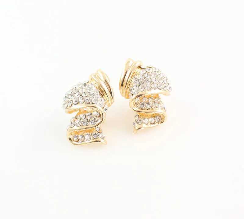 Wholesale Fashion Gold Color Alloy Rhinestone Wedding Jewelry Sets Necklace Ring Earrings For Women Bridal Z250607